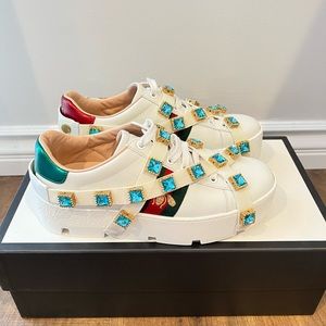 Gucci 35.5 US women’s 6.5 Ace platform sneaker with crystals RARE